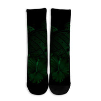 Hawaiian Map Turtle Hibiscus Polynesian Crew Socks - Green - AH - Polynesian Pride