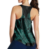 Hawaiian Map Turtle Hibiscus Polynesian Racerback Tank - Turquoise - AH - Polynesian Pride