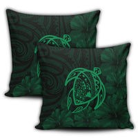 Hawaiian Map Turtle Kanaka Hibiscus Polynesian Pillow Covers - Green - AH - Polynesian Pride