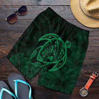 Hawaiian Map Turtle Kanaka Hibiscus Polynesian Men's Shorts - Green - AH Art - Polynesian Pride