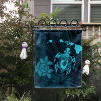 Hawaiian Map Turtle Plumeria Hibiscus Fish Hook Polynesian Flag Blue - AH - Polynesian Pride