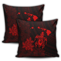 Hawaiian Map Turtle Plumeria Hibiscus Fish Hook Polynesian Pillow Covers Red - AH - Polynesian Pride