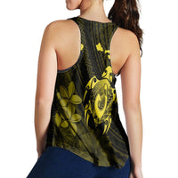 Hawaiian Map Turtle Plumeria Hibiscus Fish Hook Polynesian Racerback Tank Yellow - AH - Polynesian Pride
