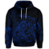 Hawaiian Map Turtle Tattoo Hibiscus Plumeria Polynesian Hoodie Blue - Polynesian Pride