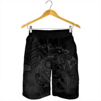 Hawaiian Map Turtle Tattoo Hibiscus Plumeria Polynesian Men's Shorts - Gray - AH - Polynesian Pride