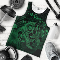 Hawaiian Map Turtle Tattoo Hibiscus Plumeria Polynesian Tank Top - Green - AH - Polynesian Pride