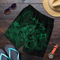Hawaiian Map Turtle Tattoo Hibiscus Plumeria Polynesian Men's Shorts - Green - AH Art - Polynesian Pride