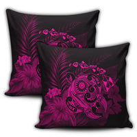 Hawaiian Map Turtle Tattoo Hibiscus Plumeria Polynesian Pillow Covers - Pink - AH - Polynesian Pride