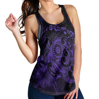Hawaiian Map Turtle Tattoo Hibiscus Plumeria Polynesian Racerback Tank - Purple - AH - Polynesian Pride