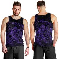 Hawaiian Map Turtle Tattoo Hibiscus Plumeria Polynesian Tank Top - Purple - AH - Polynesian Pride