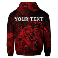 Custom Hawaiian Map Turtle Tattoo Hibiscus Plumeria Polynesian Hoodie Red - Polynesian Pride
