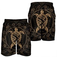 Hawaiian Map Turtle Wave Polynesian Men's Shorts Gold - AH - Polynesian Pride
