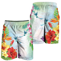 Hawaiian Orchids Strelitzia Hibiscus Plumeria Hummingbirds Polynesian Men's Shorts - AH - Polynesian Pride