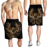 Hawaiian Owl Hibiscus Plumeria Polynesian Men's Shorts - Gold - AH - Polynesian Pride