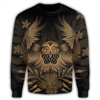 Hawaiian Owl Hibiscus Plumeria Polynesian Sweatshirt - Gold - AH - Polynesian Pride