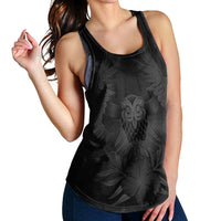 Hawaiian Owl Hibiscus Plumeria Polynesian Racerback Tank - Gray - AH - Polynesian Pride