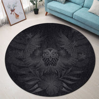 Hawaiian Owl Hibiscus Plumeria Polynesian Round Carpet - Gray - AH - Polynesian Pride