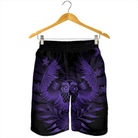 Hawaiian Owl Hibiscus Plumeria Polynesian Men's Shorts - Purple - AH - Polynesian Pride