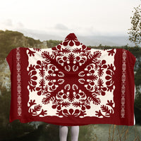 Hawaiian Palm Tree Quilt Tradition Red Hooded Blanket - AH - Polynesian Pride