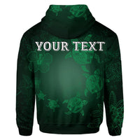Custom Hawaiian Plumeria Hibiscus Turtle Under Sea Polynesian Hoodie Green - Polynesian Pride