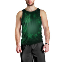Hawaiian Plumeria Hibiscus Turtle Under Sea Polynesian Tank Top Green AH Black - Polynesian Pride