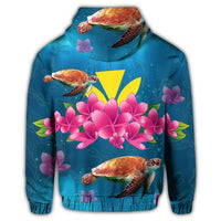 Hawaiian Plumeria Kanaka Turtle Sea Polynesian Zip Hoodie - Polynesian Pride