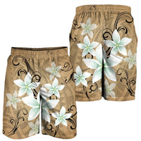 Hawaiian Plumeria Polynesian Men's Shorts - Gold - AH - Polynesian Pride