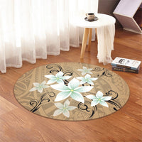Hawaiian Plumeria Polynesian Round Carpet - Gold - AH - Polynesian Pride