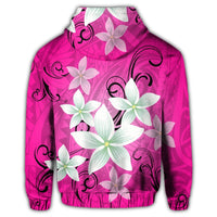 Hawaiian Plumeria Polynesian Zip Hoodie Pink - Polynesian Pride