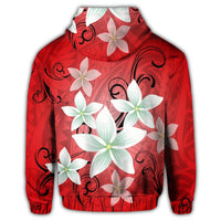 Hawaiian Plumeria Polynesian Hoodie Red - Polynesian Pride
