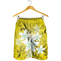 Hawaiian Plumeria Polynesian Men's Shorts - Yellow - AH - Polynesian Pride