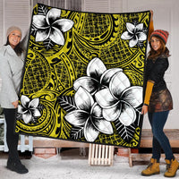 Hawaiian Plumeria Tribe Yellow Polynesian Premium Quilts AH - Polynesian Pride
