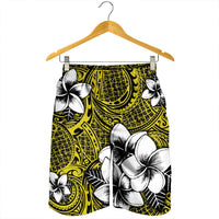 Hawaiian Plumeria Tribe Yellow Polynesian Men's Shorts AH - Polynesian Pride