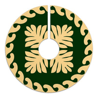 Hawaiian Quilt Pattern Beauty Tree Skirt - Green Beige - AH - Polynesian Pride