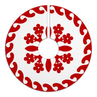 Hawaiian Quilt Pattern Flower Dream Tree Skirt - Red White - AH - Polynesian Pride