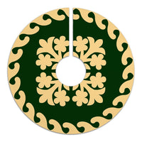 Hawaiian Quilt Pattern Flower Guide Tree Skirt - Green Beige - AH - Polynesian Pride