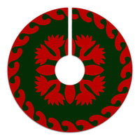 Hawaiian Quilt Pattern Flower Lovely Tree Skirt - Red Green - AH - Polynesian Pride