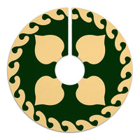 Hawaiian Quilt Pattern Four Palm Tree Tree Skirt - Green Beige - AH - Polynesian Pride