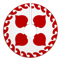 Hawaiian Quilt Pattern Four Palm Tree Tree Skirt - Red White - AH - Polynesian Pride