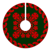 Hawaiian Quilt Pattern Garden Polynesian Tree Skirt - Red Green - AH - Polynesian Pride