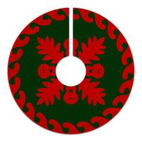 Hawaiian Quilt Pattern Guitar And Flora Tree Skirt - Red Green - AH - Polynesian Pride