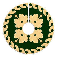 Hawaiian Quilt Pattern Petal Heart Tree Skirt - Green Beige - AH - Polynesian Pride