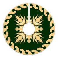 Hawaiian Quilt Pattern Pineapple Dance Tree Skirt - Green Beige - AH - Polynesian Pride