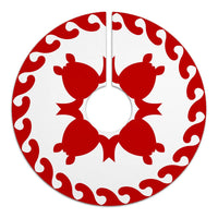 Hawaiian Quilt Pattern Traditional Turtle Tree Skirt - Red White - AH - Polynesian Pride