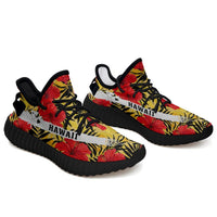 Hawaiian Sneakers YZ Tropical Flowers And Palm Leaves Black - Polynesian Pride