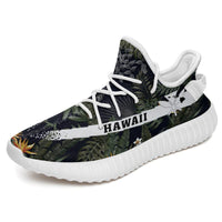 Hawaiian Sneakers YZ Tropical Leaves And Flowers In The Night Style White - Polynesian Pride