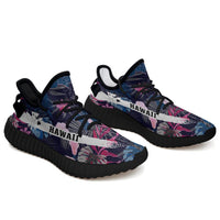 Hawaiian Sneakers YZ Tropical Palm Tree And Flower Black - Polynesian Pride