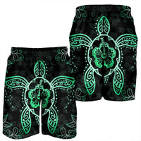 Hawaiian Turtle And Hibiscus Polynesian Men's Shorts Green - AH - Polynesian Pride