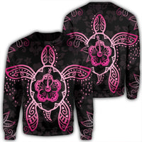 Hawaiian Turtle And Hibiscus Polynesian Sweatshirt Pink - AH Unisex Black - Polynesian Pride