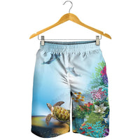 Hawaiian Turtle Dolphin In The Ocean Polynesian Men's Shorts - AH - Polynesian Pride